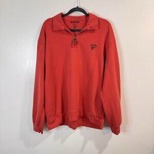 Chaps Sweatshirt Pullover Mens XXL / 2XL 1/4 Zip Red 100% Cotton Outdoor Comfy